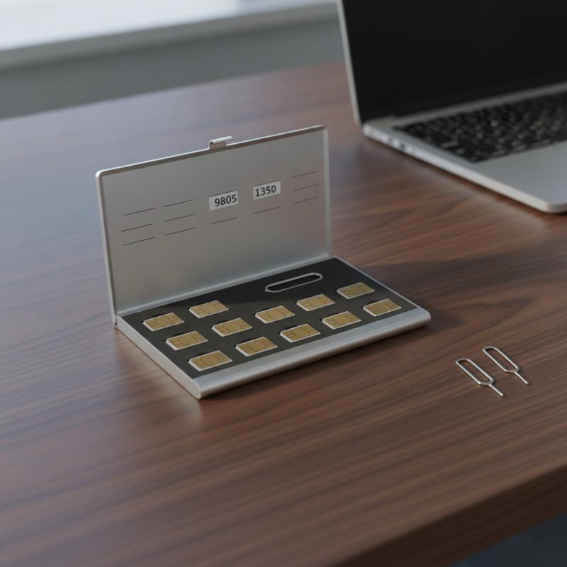Sim Card Holder Case - Estuche portátil con compartimentos para guardar